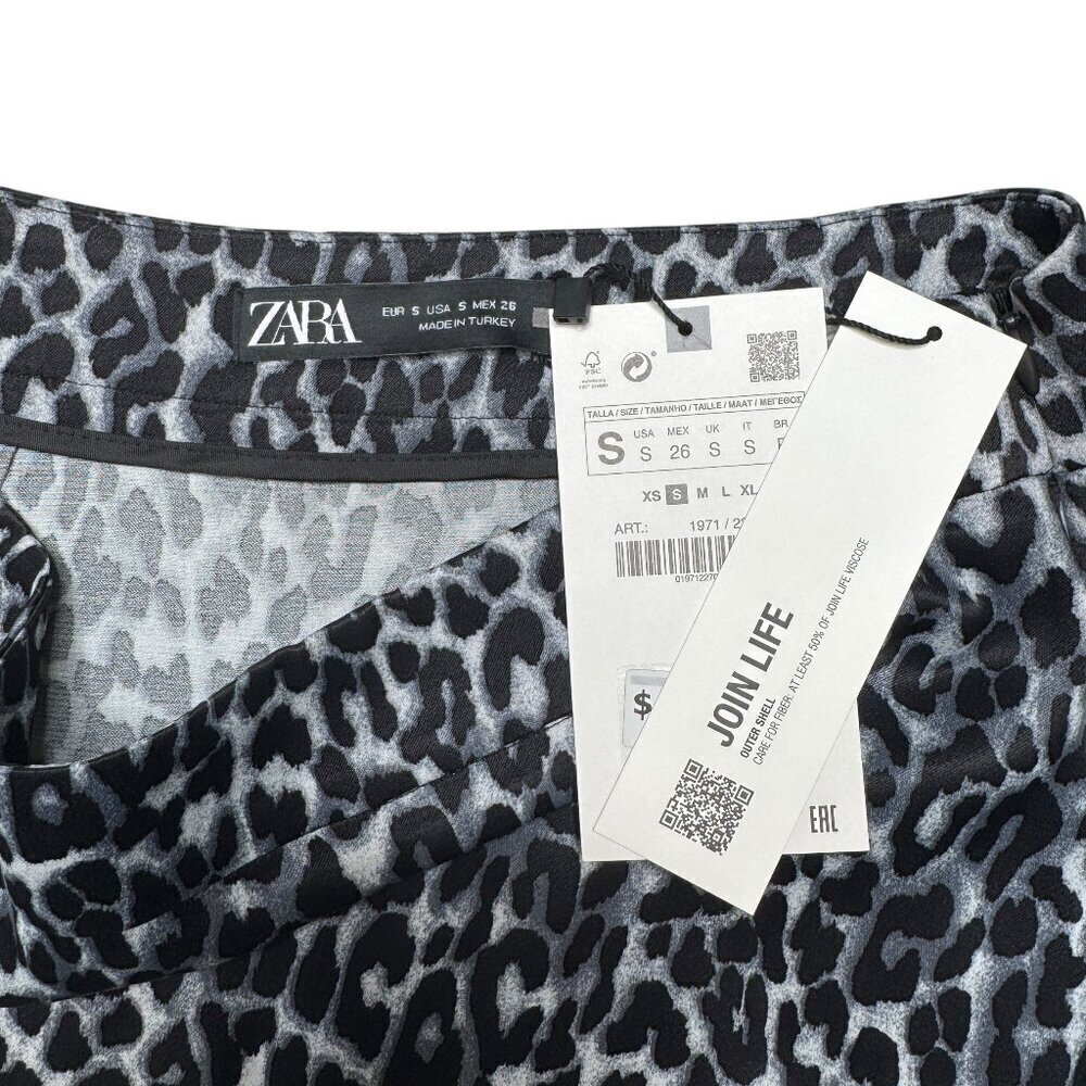 Zara Leopard Print Mini Skort Black/Navy Sz S NWT - Picture 10 of 10